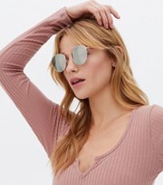 New Look Rose Gold Round Metal Sunglasses